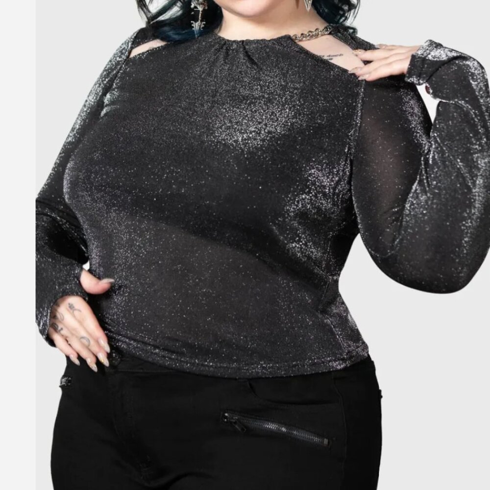 Killstar Plus Size Metal Reflection Backless Sparkle Top 3XL BRAND NEW